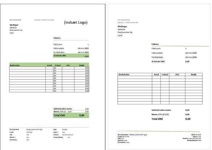 Hvilken Faktura Skabelon Skal Man Bruge Excel Eller Word